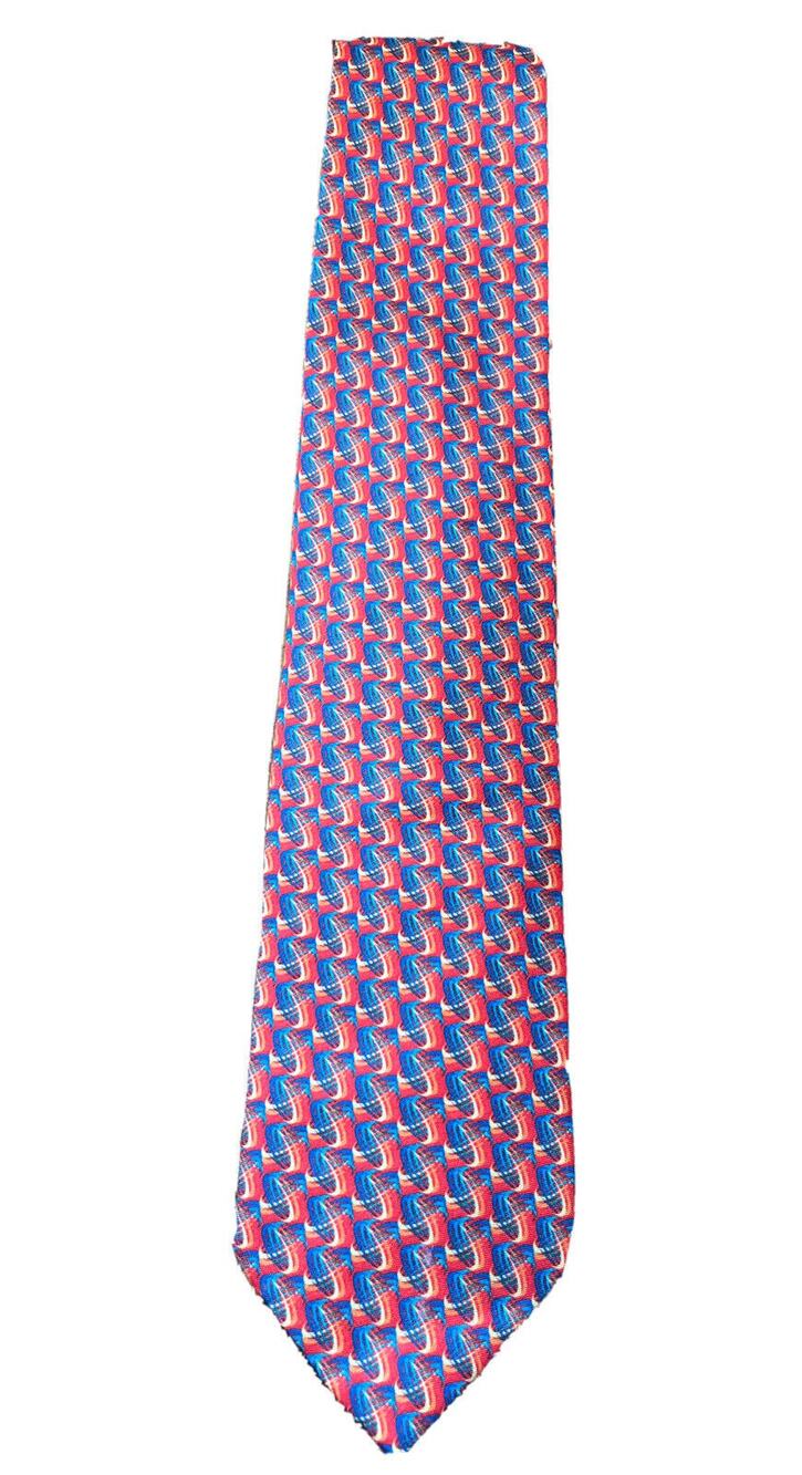 Rotary International 2016-17 Men’s orange blue abstract silk necktie